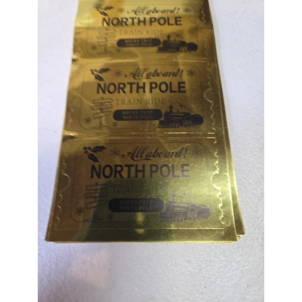 Gold Foil Believe Polar Express Train Ride Tickets Stickers & Invitations 40 Eac